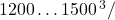 1200 \dots 1500 \, \text{м}^3/\text{час}